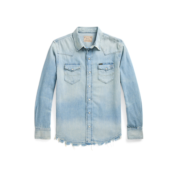 Distressed Denim Western Shirt