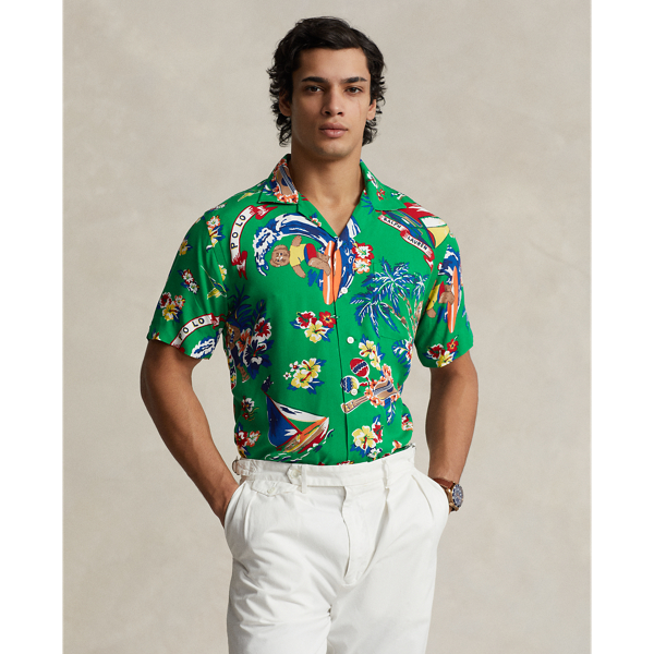 Classic Fit Polo Bear-Print Camp Shirt