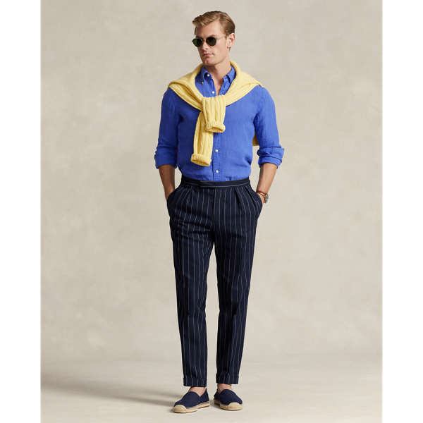 Maidstone Blue Custom Fit Garment-Dyed Linen Shirt Polo Ralph Lauren 4