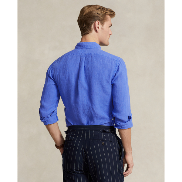 Maidstone Blue Custom Fit Garment-Dyed Linen Shirt Polo Ralph Lauren 5