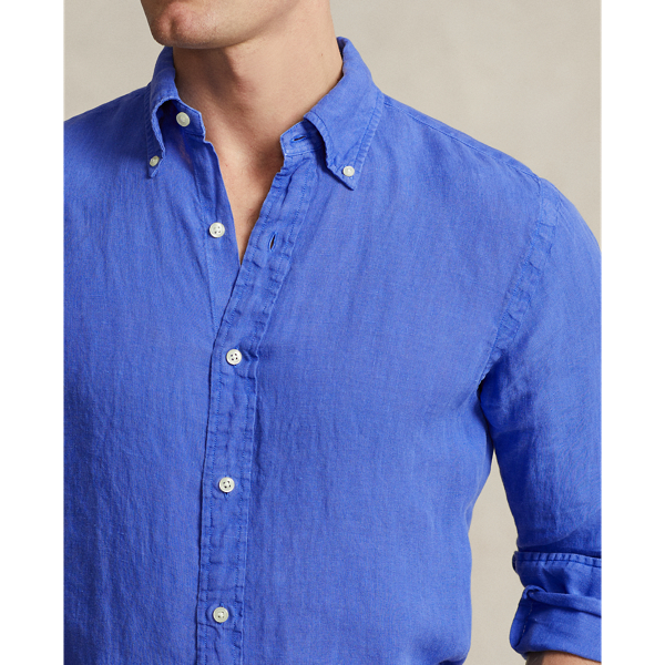 Maidstone Blue Custom Fit Garment-Dyed Linen Shirt Polo Ralph Lauren 6