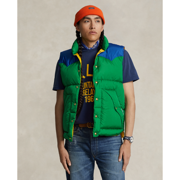 Green Grass / Blue Saturn Water-Resistant Down Western Vest Polo Ralph Lauren 1