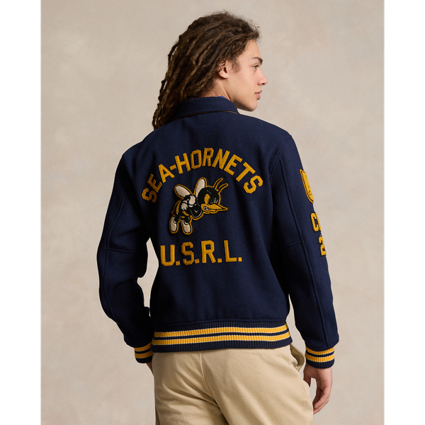 Ink/Basic Gold Reversible Twill-Satin Jacket Polo Ralph Lauren 5