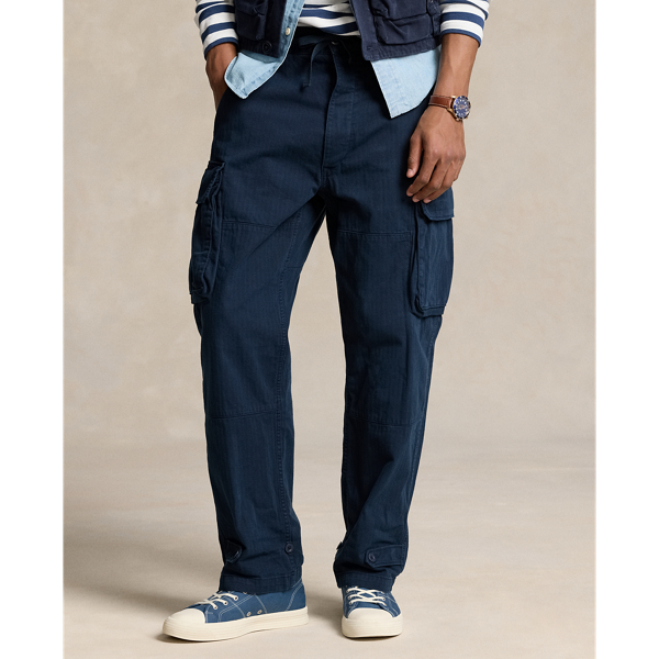 Relaxed Fit Herringbone Cargo Pant