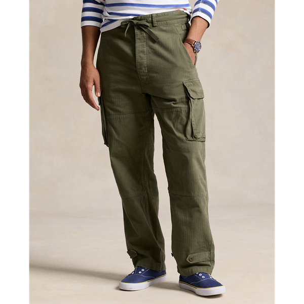 Nature Olive Relaxed Fit Herringbone Cargo Pant Polo Ralph Lauren 4