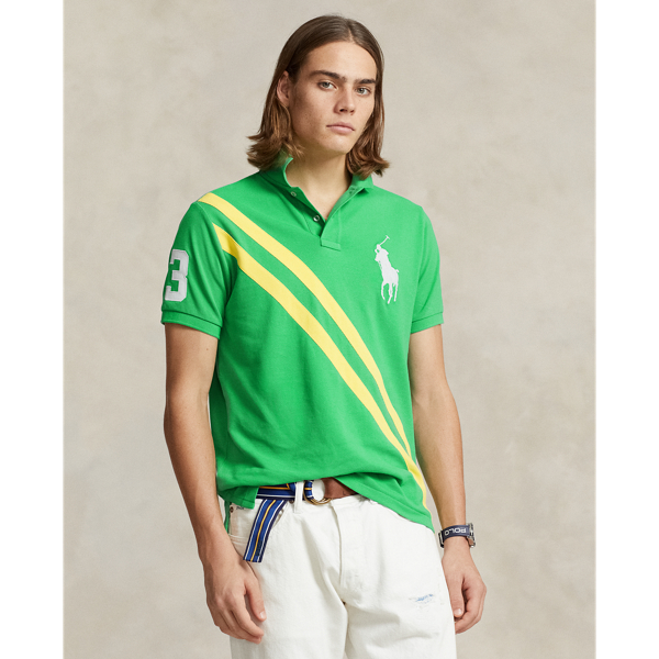 Green/Yellow Classic Fit Big Pony Mesh Polo Shirt Polo Ralph Lauren 1