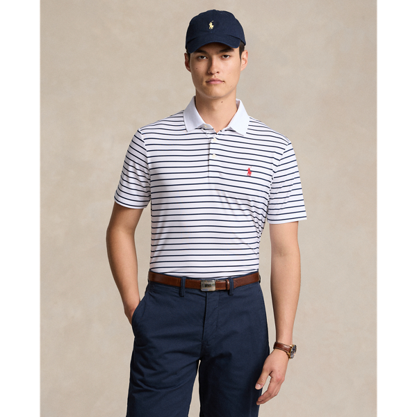 Ceramic White/Navy Classic Fit Performance Polo Shirt Polo Ralph Lauren 1