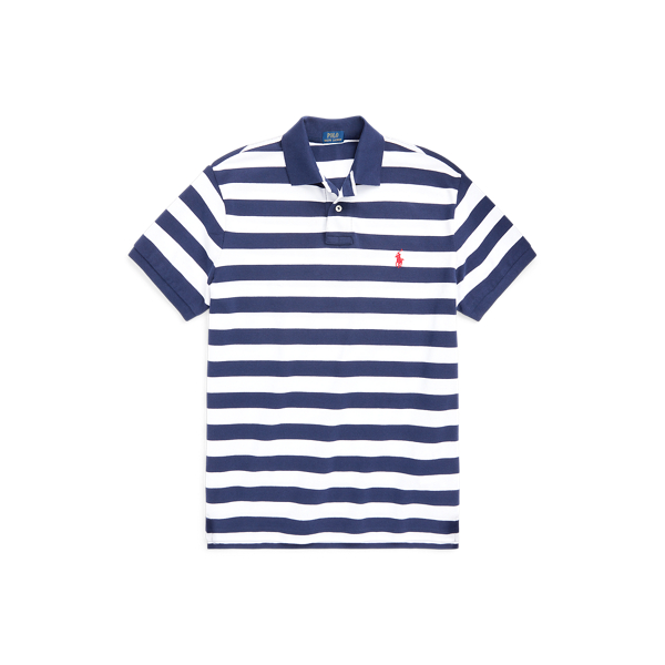 Newport Navy/White Classic Fit Striped Mesh Polo Shirt Polo Ralph Lauren 2