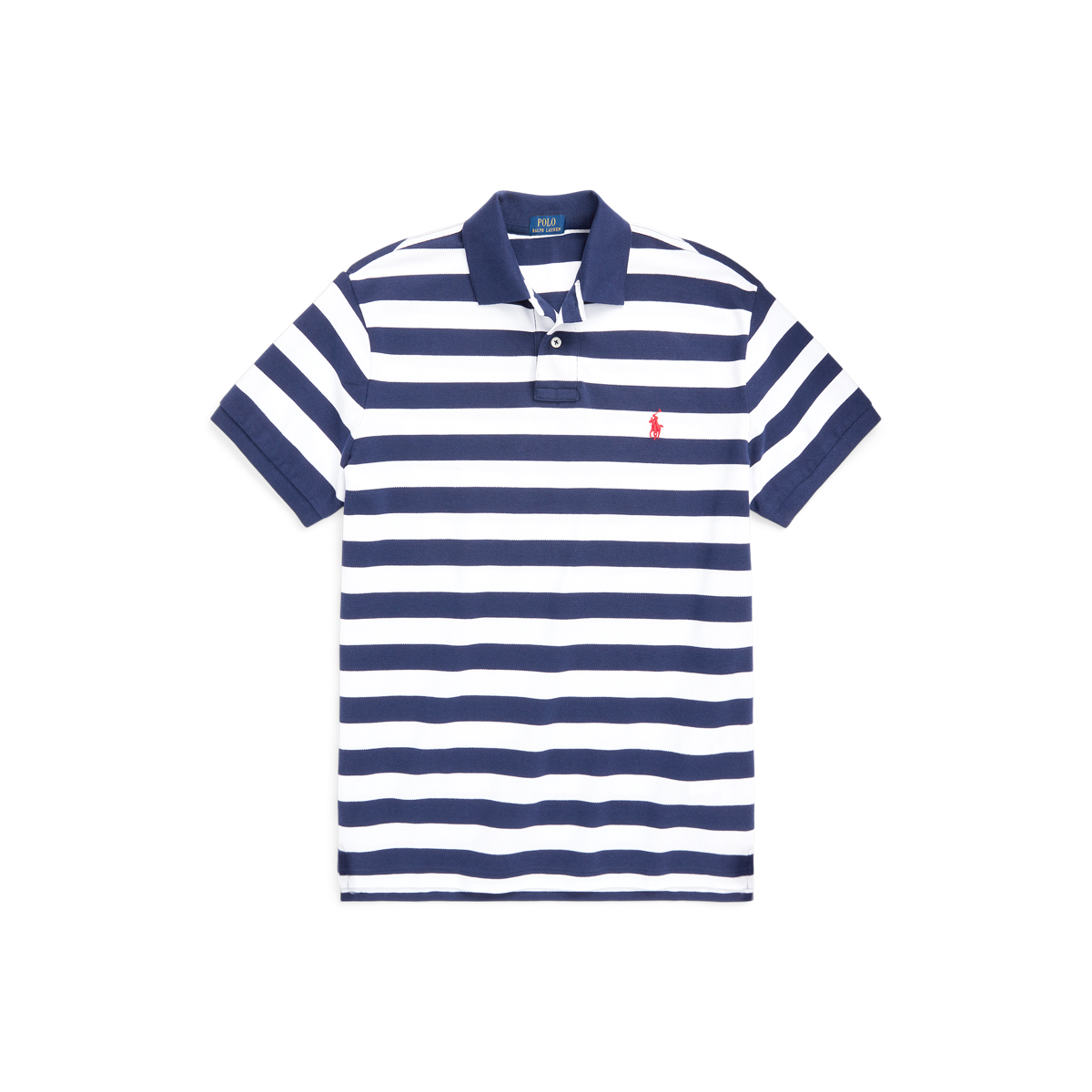 Classic Fit Striped Mesh Polo Shirt