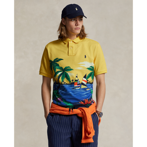 Classic Fit Tropical Mesh Polo Shirt