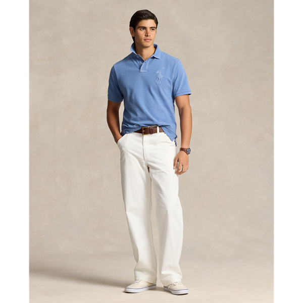 Nimes Blue Classic Fit Big Pony Mesh Polo Shirt Polo Ralph Lauren 4