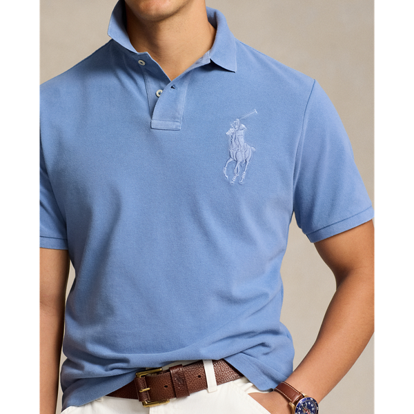 Nimes Blue Classic Fit Big Pony Mesh Polo Shirt Polo Ralph Lauren 6