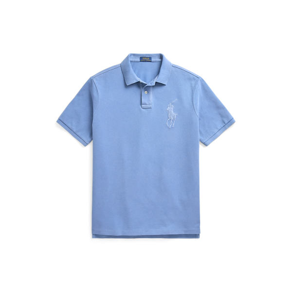 Nimes Blue Classic Fit Big Pony Mesh Polo Shirt Polo Ralph Lauren 2