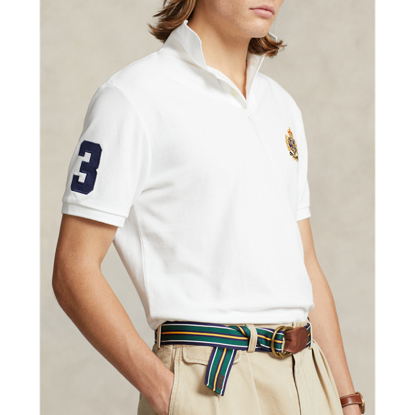 White Classic Fit Triple Pony Mesh Polo Shirt Polo Ralph Lauren 6