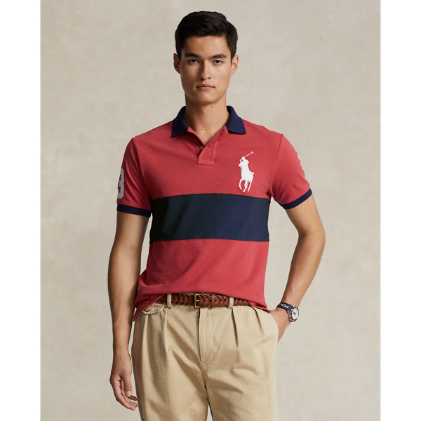 Red/England Blue Custom Slim Fit Big Pony Mesh Polo Shirt Polo Ralph Lauren 1