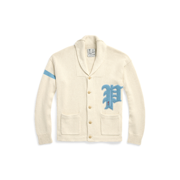 Cotton Linen Letterman Cardigan for Men Ralph Lauren BE