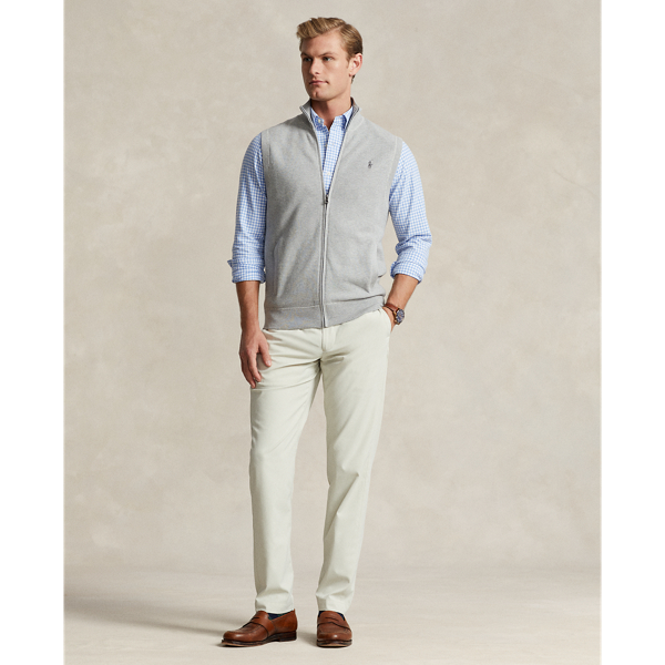 Mesh-Knit Cotton Full-Zip Sweater Vest