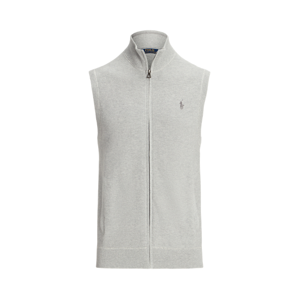 Mesh-Knit Cotton Full-Zip Sweater Vest
