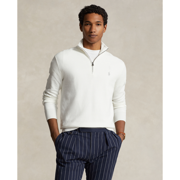 Mesh-Knit Cotton Quarter-Zip Jumper