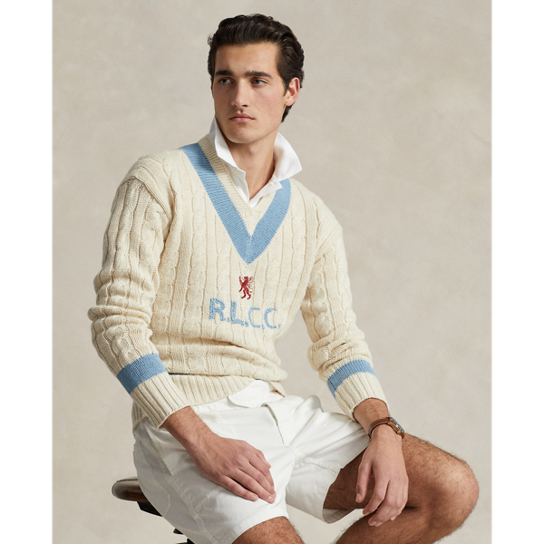 Parchment Cream Combo Embroidered Cotton-Blend Cricket Sweater Polo Ralph Lauren 1