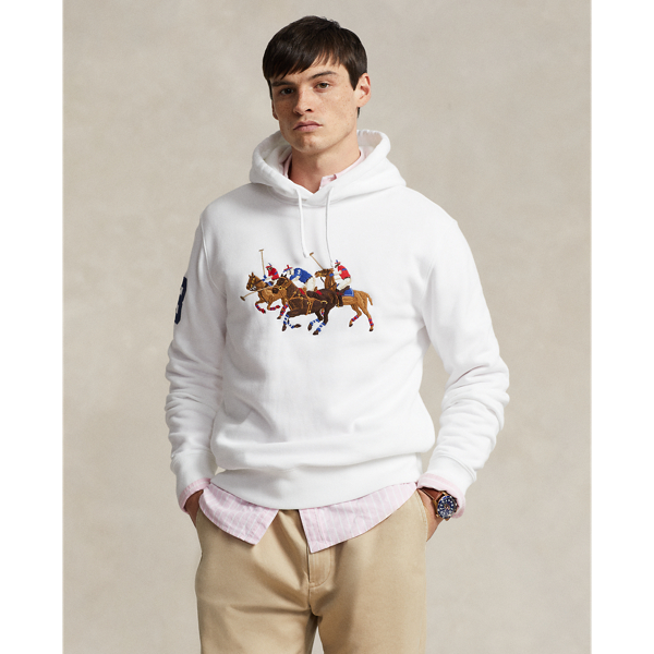 White Triple-Pony Fleece Hoodie Polo Ralph Lauren for fall 1