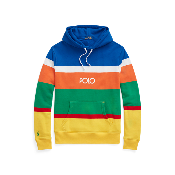 Logo Striped Fleece Hoodie