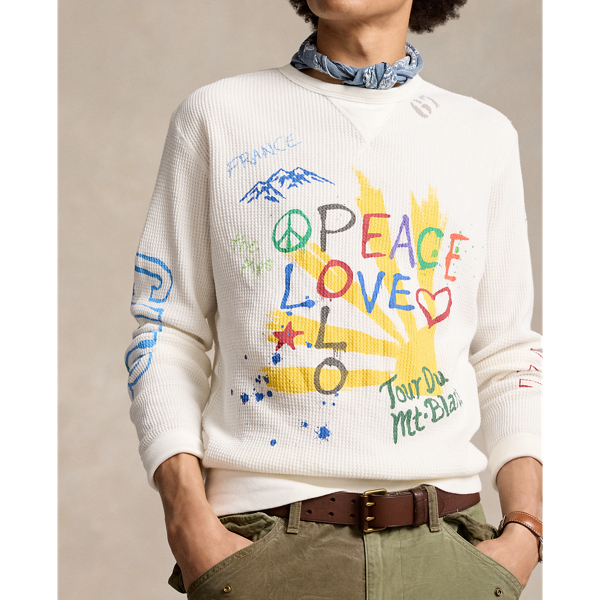 Peace Love Polo Waffle-Knit Crewneck