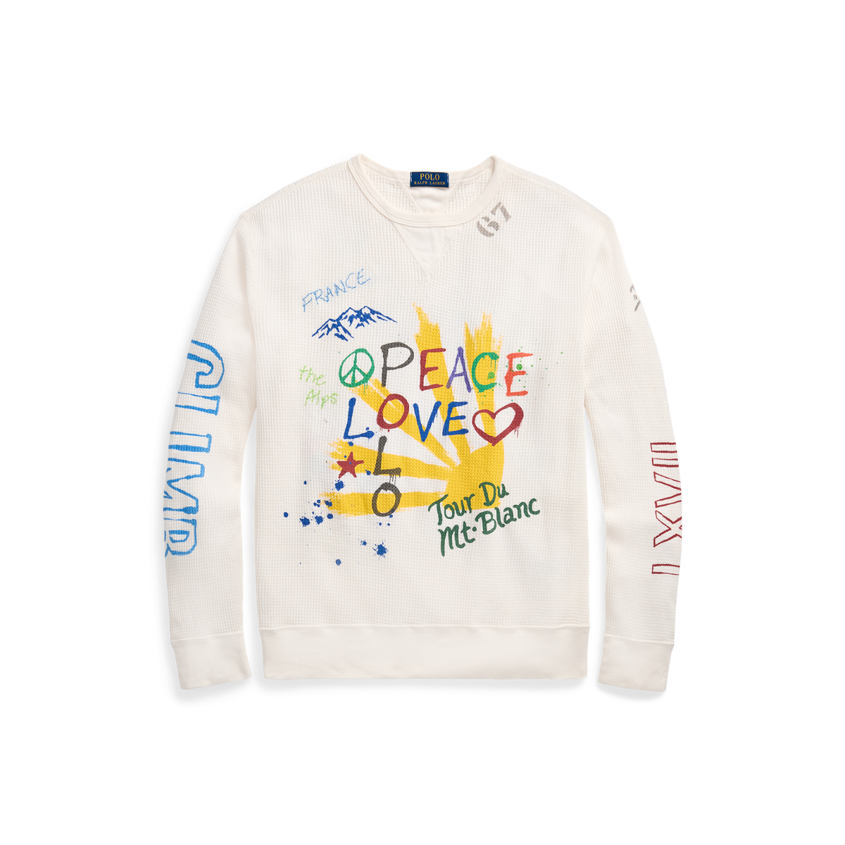 Peace Love Polo Waffle-Knit Crewneck