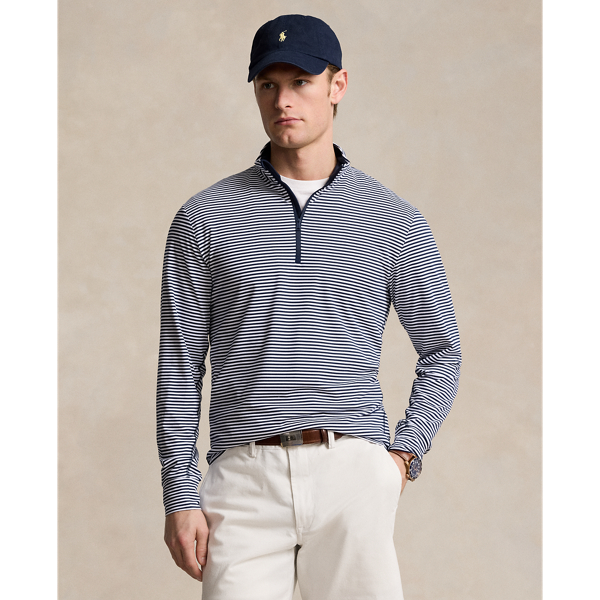 Striped Jersey Quarter-Zip Pullover