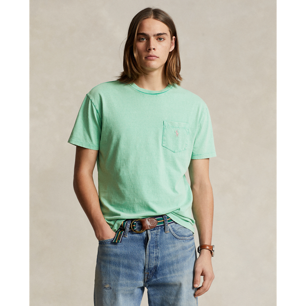 Celadon Classic Fit Cotton-Linen Pocket T-Shirt Polo Ralph Lauren 1