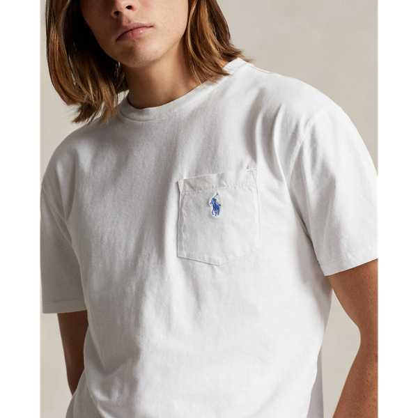 Classic Fit Cotton-Linen Pocket T-Shirt for Men | Ralph
