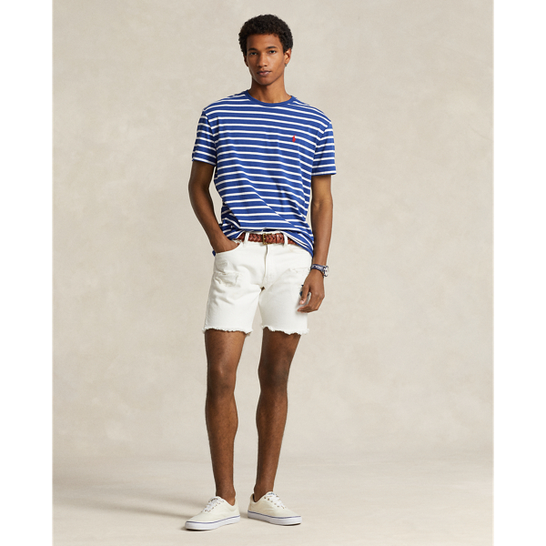 Beach Royal/White Classic Fit Striped Jersey T-Shirt Polo Ralph Lauren for summer 4