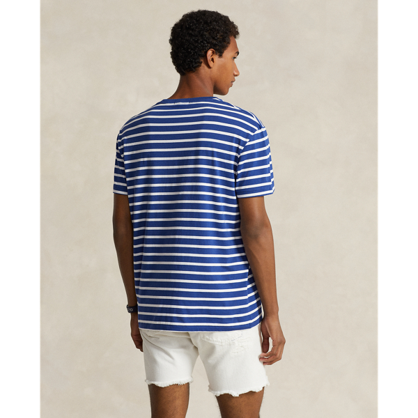 Beach Royal/White Classic Fit Striped Jersey T-Shirt Polo Ralph Lauren for summer 5