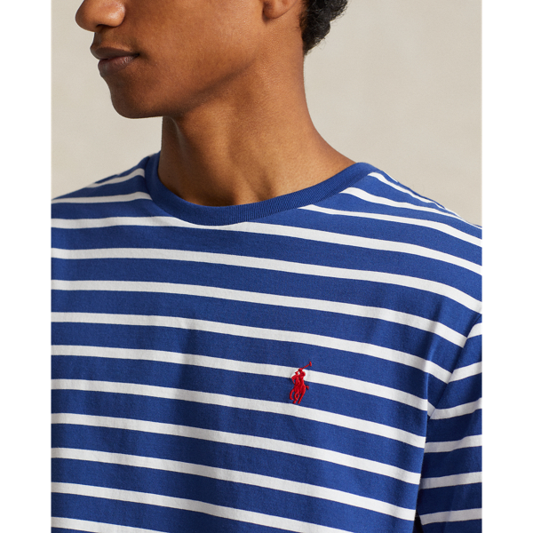 Beach Royal/White Classic Fit Striped Jersey T-Shirt Polo Ralph Lauren for summer 6