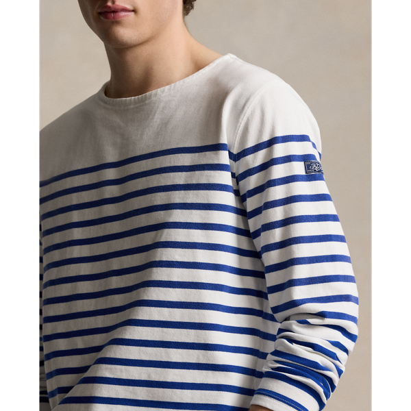 Deckwash White/Brilliant Classic Fit Striped Boatneck Shirt Polo Ralph Lauren 6