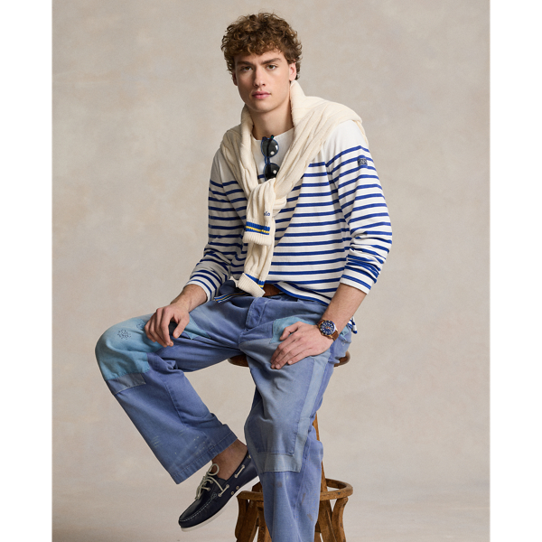 Deckwash White/Brilliant Classic Fit Striped Boatneck Shirt Polo Ralph Lauren 7