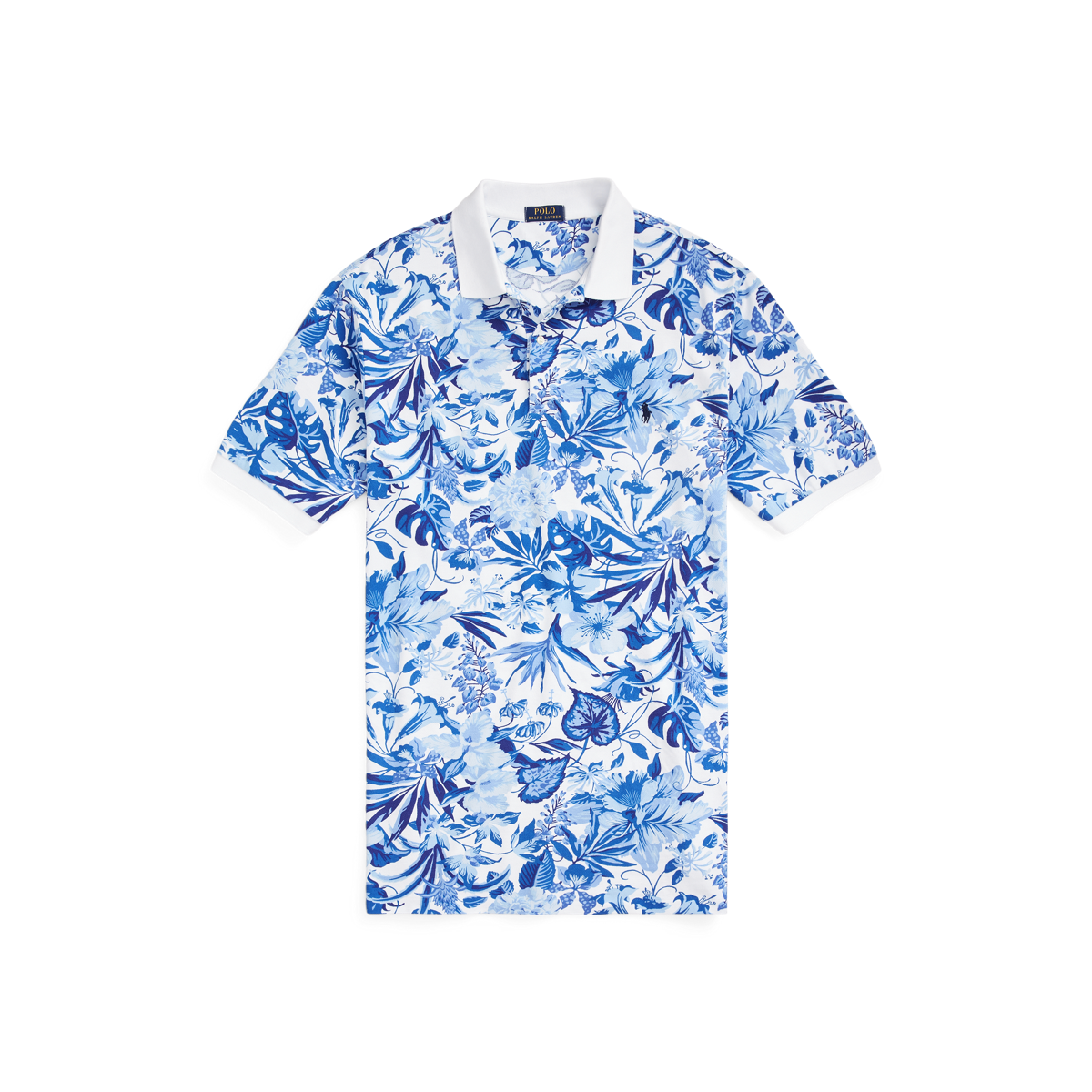 Floral-Print Mesh Polo Shirt