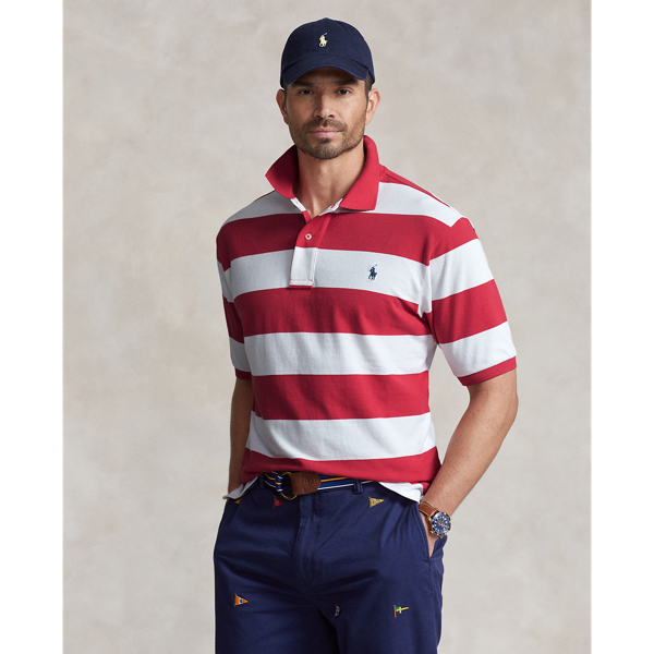 Striped Mesh Polo Shirt