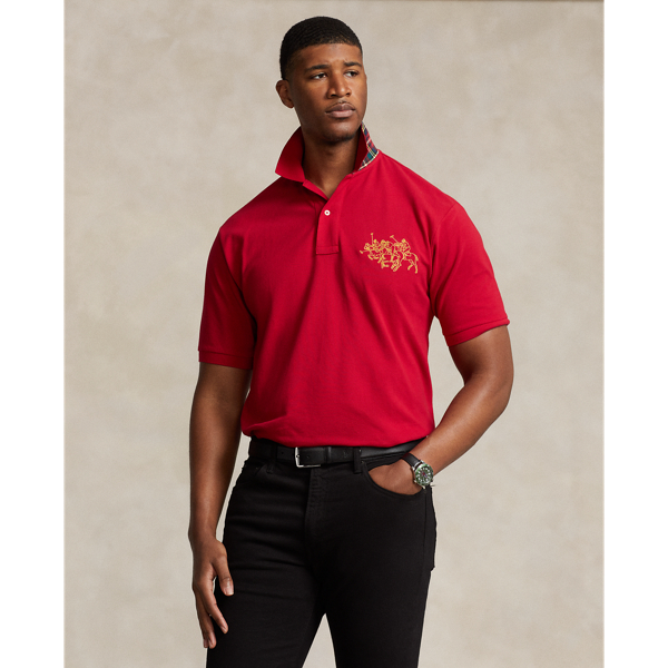 Park Ave Red Lunar New Year Triple-Pony Polo Shirt Big & Tall 1