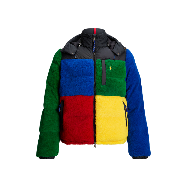 Color Blocked Pile Fleece Down Jacket