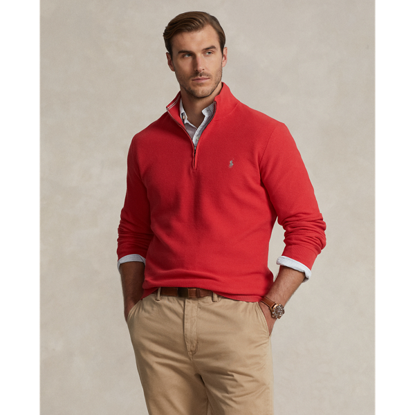 Mesh-Knit Cotton Quarter-Zip Sweater