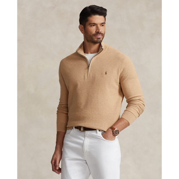 Mesh-Knit Cotton Quarter-Zip Sweater