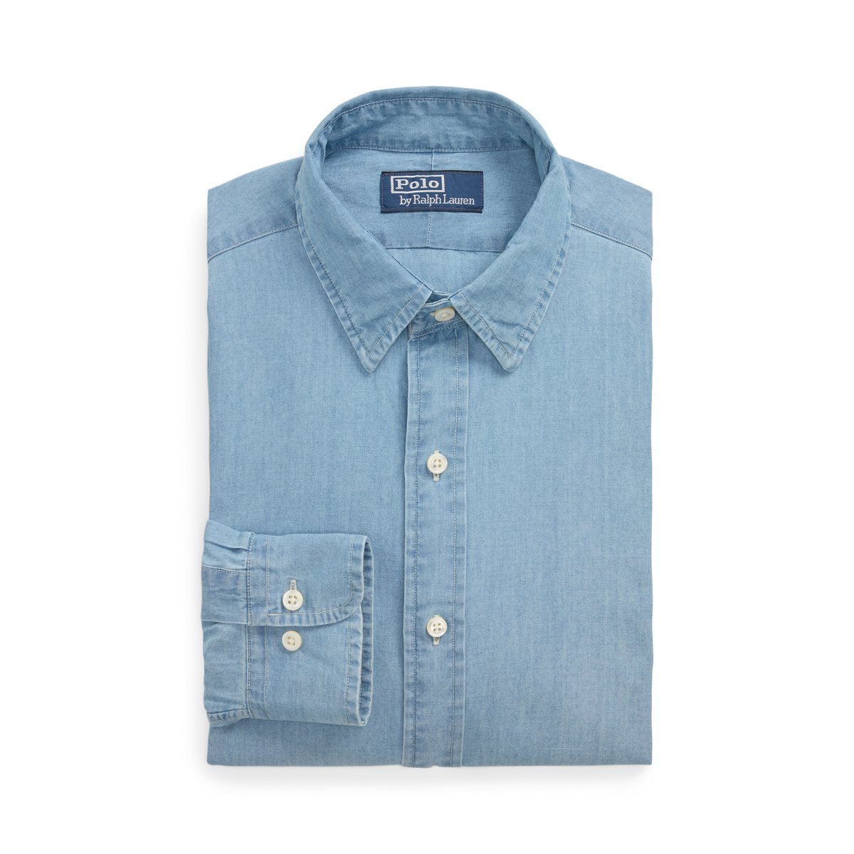 ★★POLO RALPH LAUREN★★ Classic fit indigo chambray camp s Custom Fit Indigo Chambray Shirt