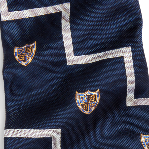 Navy Zigzag Silk Repp Club Tie Polo Ralph Lauren 3