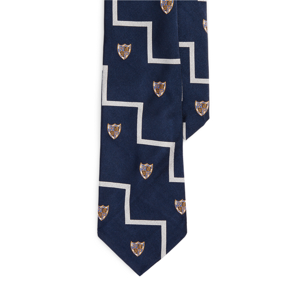 Navy Zigzag Silk Repp Club Tie Polo Ralph Lauren 1