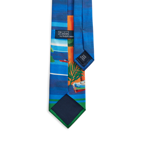 Blue Multi Riviera-Print Silk Twill Tie Polo Ralph Lauren 2