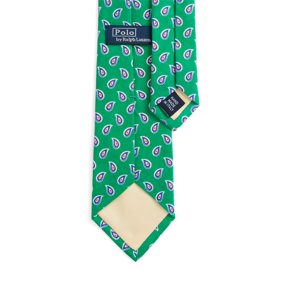 Green Pine-Print Linen Tie Polo Ralph Lauren 2