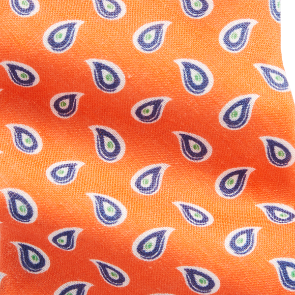 Orange Pine-Print Linen Tie Polo Ralph Lauren 3