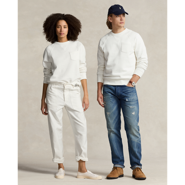 Deckwash White Garment-Dyed Fleece Sweatshirt Polo Ralph Lauren for fall 1