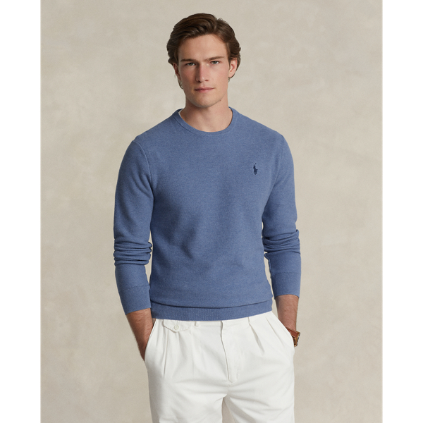 Textured Cotton Crewneck Sweater